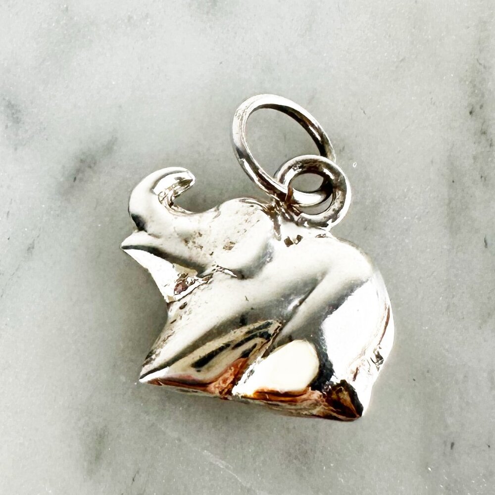 Elephant Charm 950 Silver, Solid Silver Charms, G… - image 1